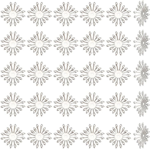 UNICRAFTALE 50pcs Multi-Petal Flower Bead Caps - Stainless Steel, Small Hole Cones End Caps for DIY Jewelry Making and Crafting - 24x24x3mm, Hole ...