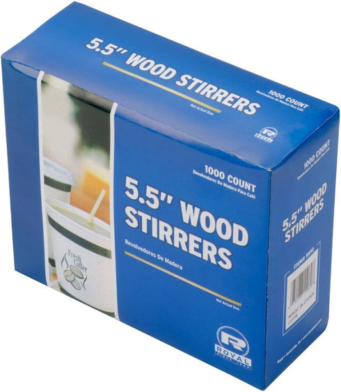 Royal 1000 Count Wood Coffee Beverage Stirrers, 5.5"...
