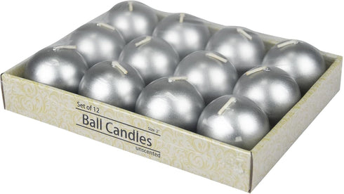Zest Candle 12-Piece Ball Candles, 2-Inch, Metallic Silver...