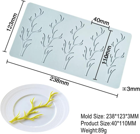 TUKE Tuile Mold 3D Branch Molds Silicone Tuile Fondant Molds Hollow Candy Lace Silicone Molds for Baking, Polymer Clay, Sugar Craft Dessert Cupcak...