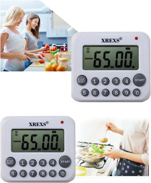 XREXS Digital Kitchen Timer Magnetic Countdown Up Cooking Timer Clock with Magnet Back and Clip, Loud Alarm, Large Display Minutes and Seconds Dir...