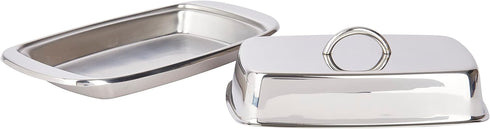 KitchenCraft Butter Dish with Lid, Stainless Steel, Silver 19.5 x 10 x 8 cm...
