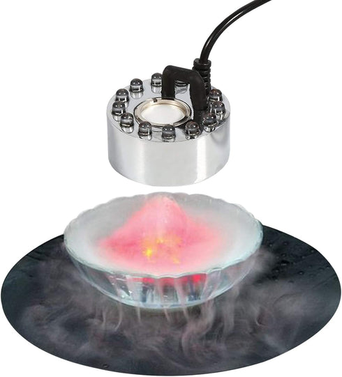 Halloween Party Mist Maker,Ultrasonic Water Pond Fountain Fogger 9 LED Red Yellow and Blue Light Flashes Aluminum Atomizer Air Humidifier for and ...