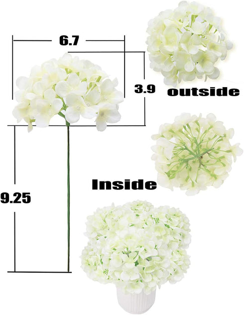 Silk Hydrangea Heads with Stems Artificial Flowers Heads for Home Wedding Decor(Off White 20PCS)...