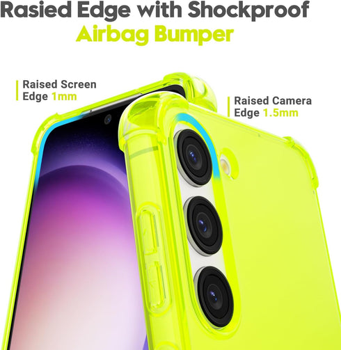 for Samsung Galaxy S23 Case Clear, Neon Bright Vibrant Color, Transparent Jelly Protective Silicone Phone Case for Women Girly Cute, Thin Slim Sof...