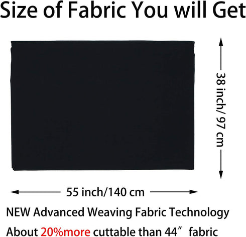 Master FAB -Black 100% Cotton Fabric by The Yard for Sewing DIY Crafting Fashion Design Washable Cloth Bundles Voile;Full Width cuttable39 x 55inc...
