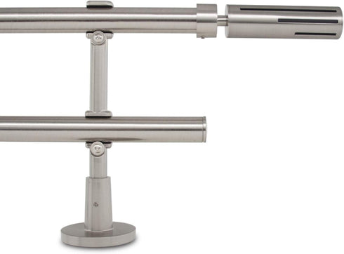 Adjustable Double Curtain Rod, 44-82 Inch, 3/4 Inch Diameter, Brushed Nickel Finish, Wall Mount, Shooting Star Finials...