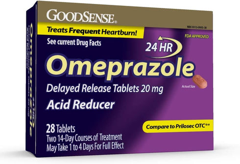 GoodSense Omeprazole Delayed Release Tablets 20 mg, Stomach Acid Reducer for Frequent Heartburn Treatment, 28 Count...