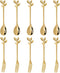 10Pcs Leaf Gold Coffee Spoons and Forks Set, 4.72inch Mini Espresso Tea Stir Spoon for Coffee Bar Charcuterie Board, Stainless Steel Small Dessert...