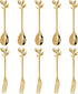 10Pcs Leaf Gold Coffee Spoons and Forks Set, 4.72inch Mini Espresso Tea Stir Spoon for Coffee Bar Charcuterie Board, Stainless Steel Small Dessert...
