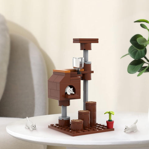 Farm Animals Cat Climber & House Building Set, MOC Toy Set for Kids, Girls and Boys Ages 6+...