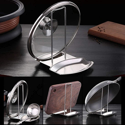 Kitchen Pan Lid Holder for Pots and Spoon Rest Stainless Steel Cookware Organizer Desktop Uncluttered Solution (Lid &Spoon Rest)...