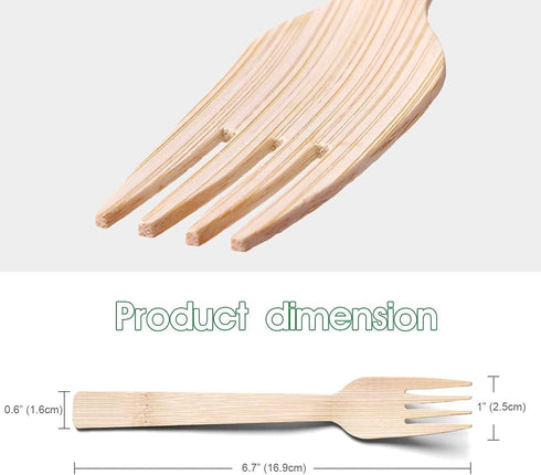 BANBU Bamboo Utensils Disposable- 100 PK Bamboo Forks Disposable 100% Compostable Biodegradable Renewable Natural Cutlery Fork 6.7" for Travelling...