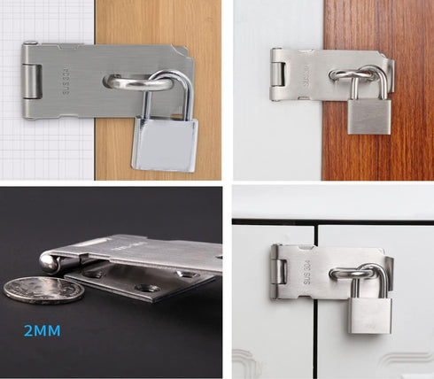 SZHDX Door Locks Hasp Latch, 5 Inch 304 Stainless Steel Safety Packlock Clasp Hasp Lock Latch, Extra Thick Gate Lock Hasp with Screws Brushed Fini...