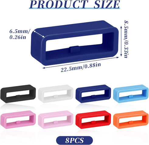 Smart Watch Band Fixing Rings, 8 Pack 20mm Watch Strap Silicone Security Connector Rubber Watch Band Secure Holder Loops Keeper Fastener Rings Rep...