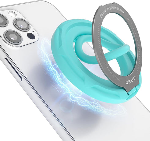 OPSO Magnetic Phone Ring Holder for MagSafe, 360 Degree Rotation Silicone Finger Ring Grip Stand Holder, Adjustable Kickstand, Compatible with iPh...