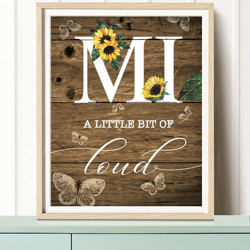 Family Sunflower Butterfly Wall Decor, Inspirational Family a Little Bit of Crazy Loud Love Rustic Wood Sign Wall Art for Living Room Set of 3(8"X...