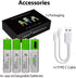 Rechargeable AAA Batteries 1.5V 550mWh USB Lithium ion Rechargeable AAA Battery with USB Type C Charging Cable, High Capacity Fast Charge, 1200 Cy...