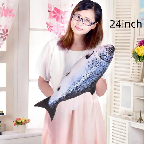 24 Inch Simulation Fish Plush Toy Pillow Soft Fish Cushion Pillow Stuffed Animal Toy for Cat Pets or Kids Birthday Gifts...