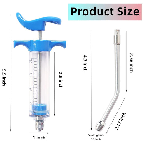2 Pcs Goats Feed Water Distributor, Reusable, Drench Nozzle, Adjustable Dosage, for Goats, Sheep, Horse, Pig, Dog, Cattle, Cat Supplies (Blue+Oran...