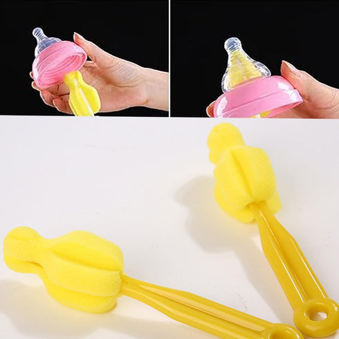 Long Handle Bottle Nipple Cleaner Sponge Brush, BPA-Free Bottle Scrubber - Yellow|6 Pack...
