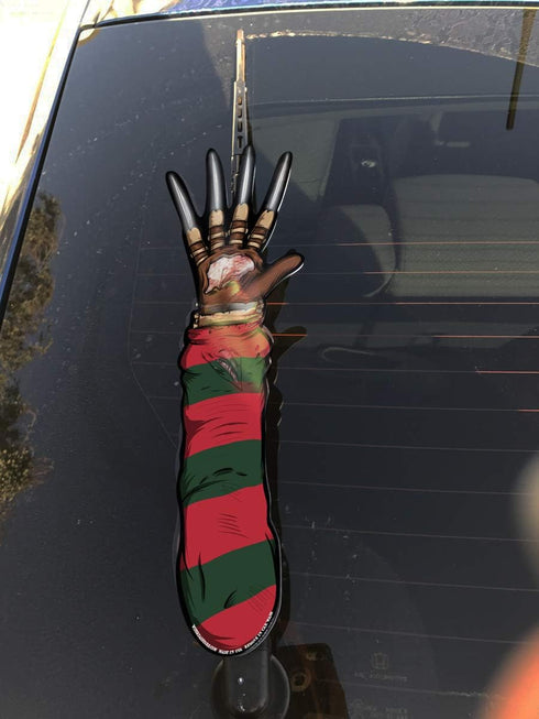 Nightmare Waving Freddy Arm WiperTags attach to rear vehicle wiper blades...