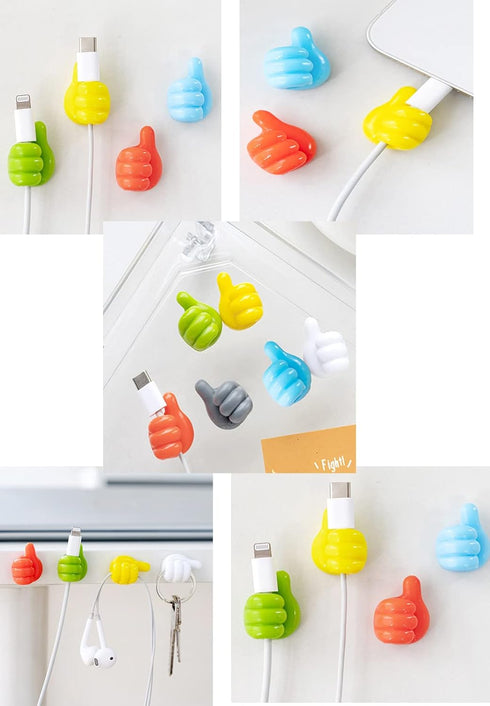 LBKKC Silicone Thumb Hooks, 30pcs Self Adhesive Wall Hooks, Multifunctional Cord Holder for Desk, Data Cable Clip Wire Desk Organizer...
