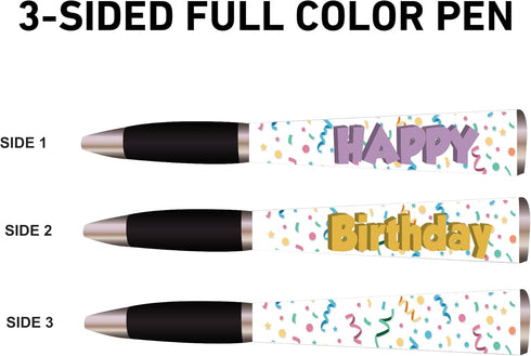 Happy Birthday Pen (1 Pen, 3-Sided) - Birthday Party Favors for Kids - Cool Pens, Writing Pens, Personalized Pens - Gifts for Friends, Little Girl...