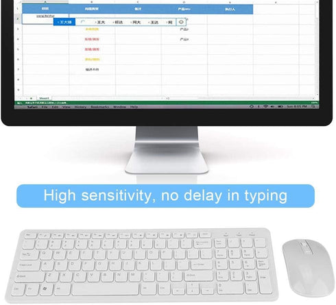 Keyboard and Mouse Sets, High Sensitivity no Delay Keyboard and Mouse, 108 Keys Multi-Functional 2.4G Keyboard Mouse Combo(White)...