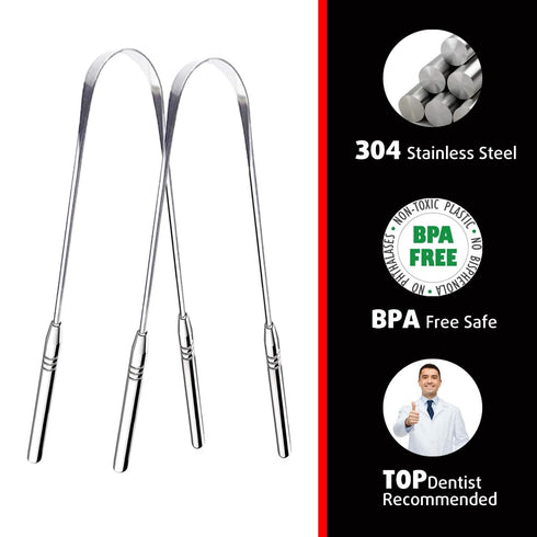 Cbiumpro Tongue Scraper for Adults, Metal Tongue Scraper for Kids, Durable Stainless Steel Tongue Scraper with Travel Case, Tongue Cleaners for Re...
