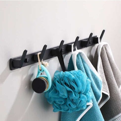 Wall Mounted Coat Racks with 6 Hooks Hanging Holder Towel Rack 21.7"x1.3" Modern Black Hanging for Clothes Entryway Bathroom (6 Hooks)...