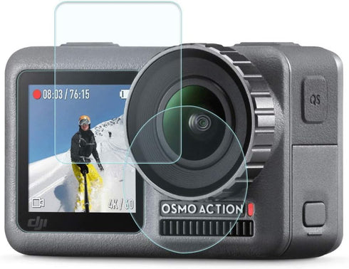 Digital Camera Screen Protectors, 2.5D HD Screen Protect Film Lens Protective Film Kit, Protect Film Set Dual Screen + Lens Protector for Osmo Act...