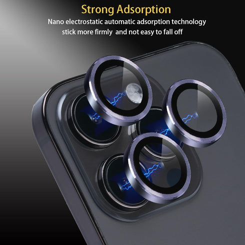 Camera Lens Protector for iPhone 14 Pro & iPhone 14 Pro Max, Tempered Glass Lens Protector Aluminum Alloy Ring Camera Cover Fits for iPhone 14 Pro...