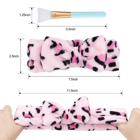 5Pcs Spa Headband and Mask Brushes Set, Makeup Facial Face Wash Towel Fluffy Microfiber Bath Headband Skincare Headbands Head Bands for Washing Fa...