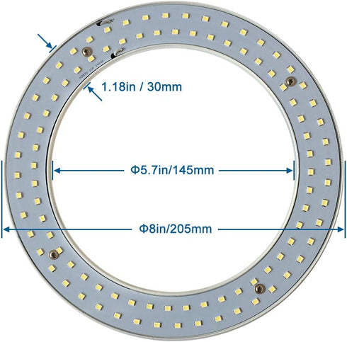 T9 LED Circline Light Bulb, 8 Inch 1600LM LED Circular Light, 13W Clear Cover 6000K Daylight Replacement for FC8T9/CW 22-Watt Fluorescent Circular...