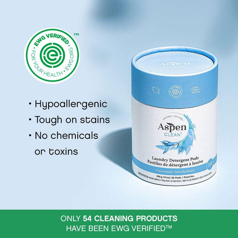 Unscented Laundry Pods by AspenClean, New and Improved Packaging, Zero Plastic, EWG Verified™, Vegan, Hypoallergenic Natural Laundry Detergent - 3...