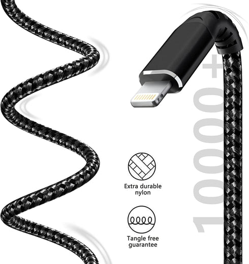 MFi Certified iPhone Charger Lightning Cable 3 Pack 6ft Nylon Braided Cable iPhone Charger Fast Charging Cord Compatible with iPhone 14 13 12 11 P...
