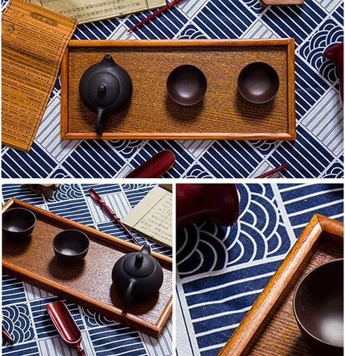 Wooden Serving Tray,Rectangle Wooden Tea Tray Fruit Snack Candy Dish Coffee Table Tray Countertop Organizer for Kitchen Countertop Home Decor (20 ...