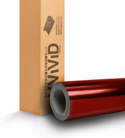 VViViD Red Mirror Chrome Vinyl Wrap Self Adhesive Film Air-Release Bubble and Air-Free 3mil (1.5ft x 5ft)...
