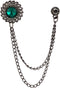 Knighthood Brooch Pin Green Stone with Inspired Stone Detailing Hanging Chain Lapel Pin Brooch for Men...