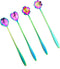 Flower Spoon Set of 4 PCS, LEEFONE 7" Flower Pattern Long Handle Spoon Stainless Steel Reusable Tea Scoops Stirring Spoon Ice Cream Spoon Coffee S...
