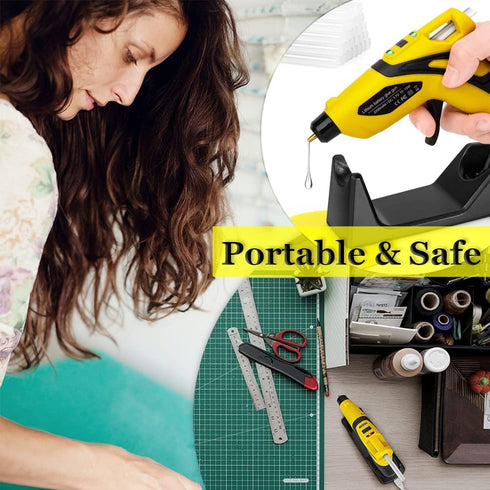 Cordless Fast Preheating Hot Glue Gun Kit with 30PCS Glue Sticks (7mmx150mm), USB Rechargeable & Smart Power-Off Cordless Hot Melt Glue Gun for Qu...
