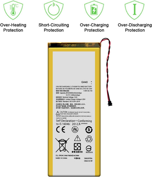 for Moto G4 XT1625,G4 XT1622 Replacement Battery GA40/SNN5970A Battery with Adhesive Tape Tool Kit...