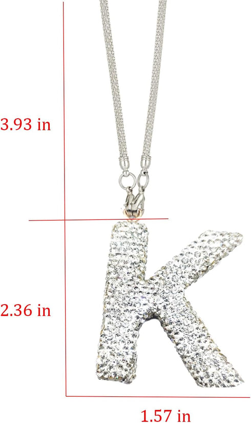 Bling Car Rear View Mirror Letter Pendant, Crystal Car Rear View Mirror Charms Letter K Car Accessories,Cute Lucky Hanging Ornament Pendant Car Ha...