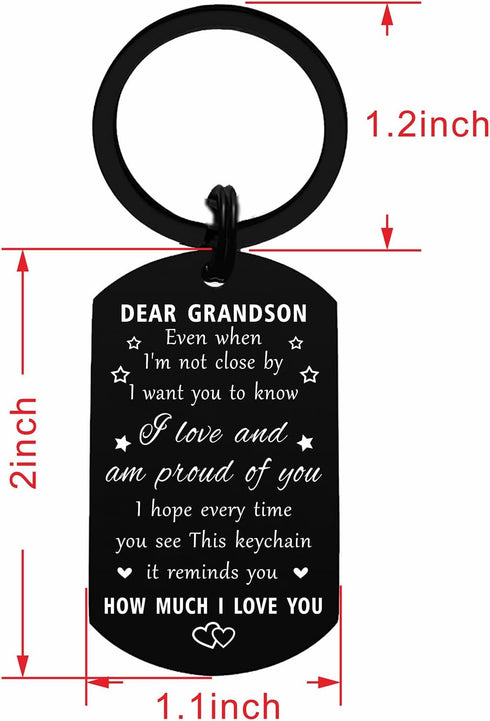 Resdink Grandson Gifts from Grandma - I Love My Grandson Keychain Grandkid Black for Birthday Graduation Fathers Day...