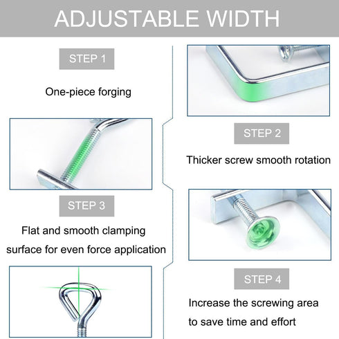 Woodworking C-Clamp, 2PCS Stainless Steel Heavy Duty Clamps for Welding, Wide Jaw 2" Desk Bench Dog Hole Clamp for Wood Edge Clamps...