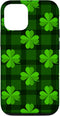 iPhone 12/12 Pro Shamrocks On Green Buffalo Plaid Pattern St Patrick Day Case...