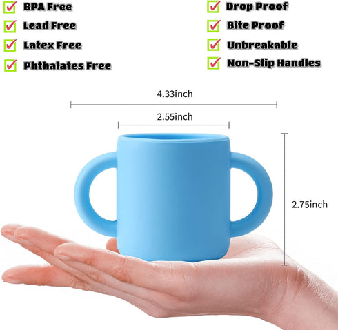 Silicone Training Cup for Infants - Toddler Learning Cup with Two Handles - 5 OZ, Great for Toddlers, Infants, Babies (Gray)...