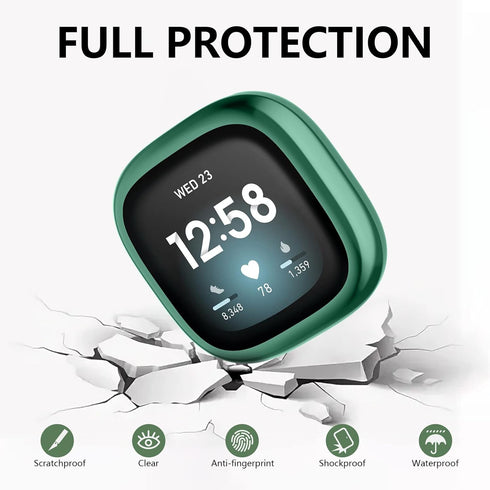 6 Packs Case Compatible with Fitbit Sense/Fitbit Versa 3 Screen Protector, NAHAI All Around Ultra Thin Plated Bumper Shell Scratch-Resist Cover fo...