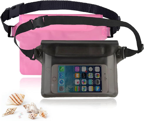 Waterproof Bag with Waist Strap (2 Pack),Waterproof Phone Pouch,Waterproof Fanny Pack for Women,Waterproof Dry Bags,Water Proof Bag Wallet Case fo...